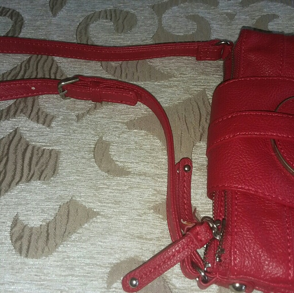 Nine West Cross-Body Bag - Red w/ Leopard Interior - Picture 3 of 3